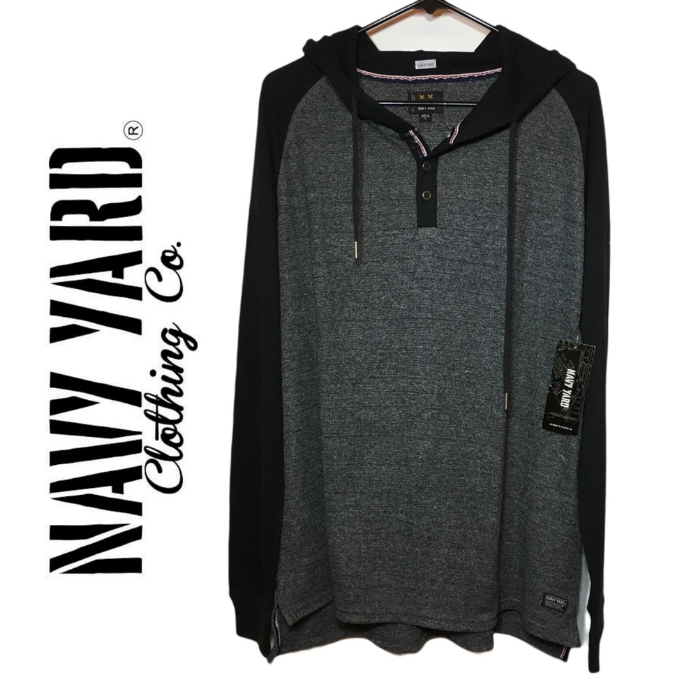 Navy Yard Comfy Long Sleeve Hoodie Black & Grey Bunny Hug Size Large